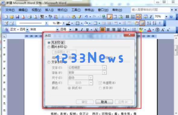 word2003文档添加水印的方法介绍