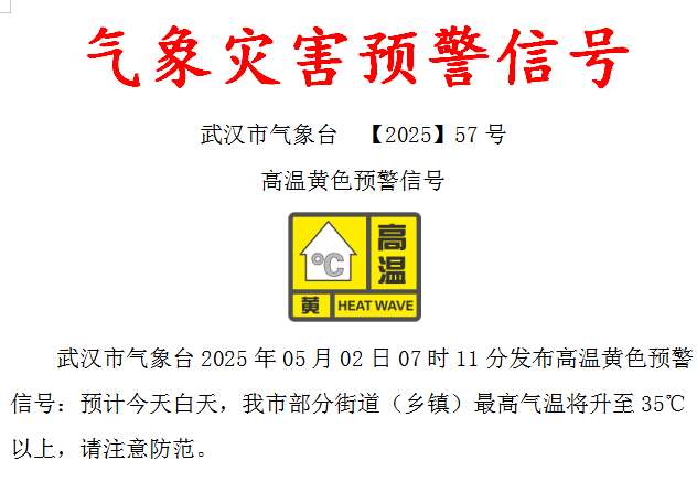 武汉发布2023年首个高温预警，气温骤升引发关注！