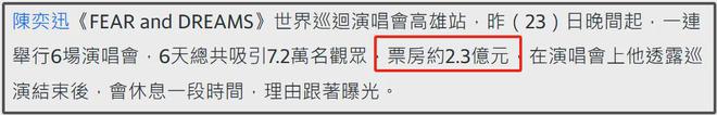 难怪陈奕迅演唱会票房破5500万,身心未完全恢复却坚持登台表演