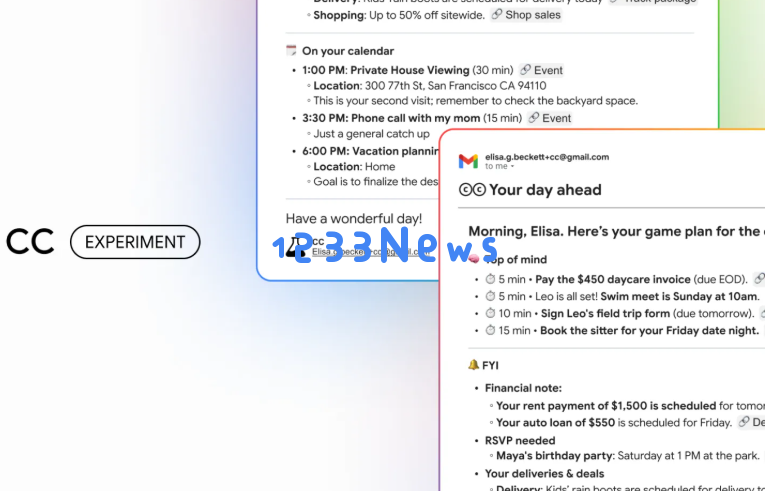 Google 推出个性化 AI 助手 CC，助你轻松管理晨间事务