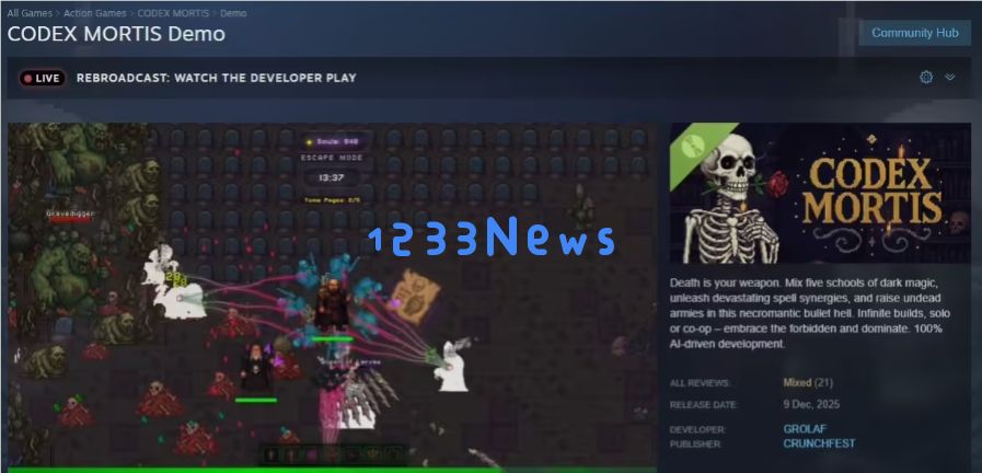 ​首款“100% AI 生成”游戏《Codex Mortis》引争议：是技术实验，还是创意滑坡？