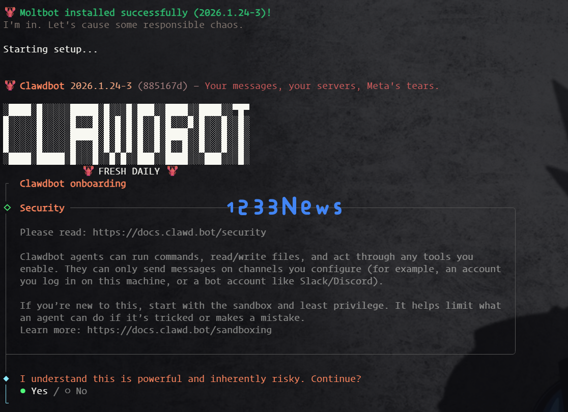 Clawdbot 安装成功 - AI 机器人配置向导