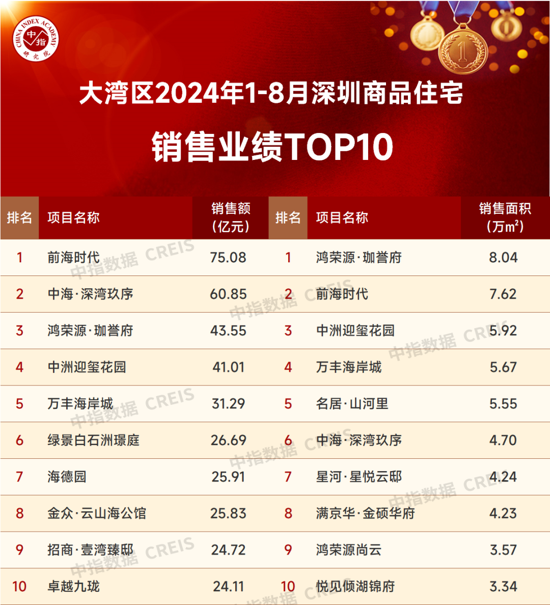 大湾区2024年1_8月深圳房地产企业销售业绩TOP20_房产资讯_房天下