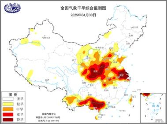 中央气象台于4月30日18时发布了针对气象干旱的黄色预警信息
