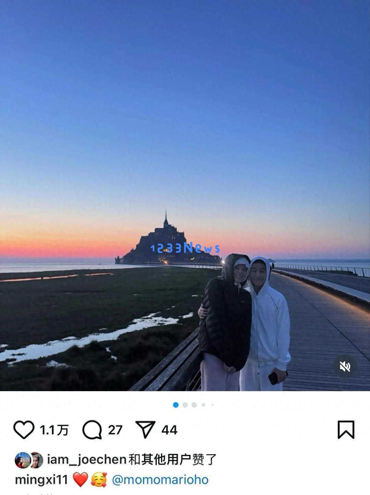 奚梦瑶与何猷君在法国甜蜜旅行，同框庆祝周杰伦专辑发布的浪漫瞬间