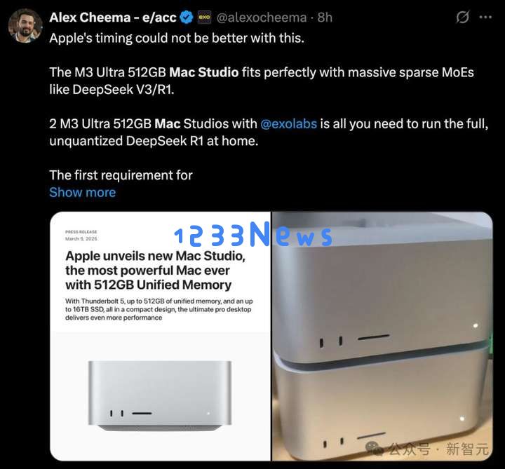 苹果最强M3 Ultra首发逆天，512GB“桌面超算”在家跑DeepSeek-R1