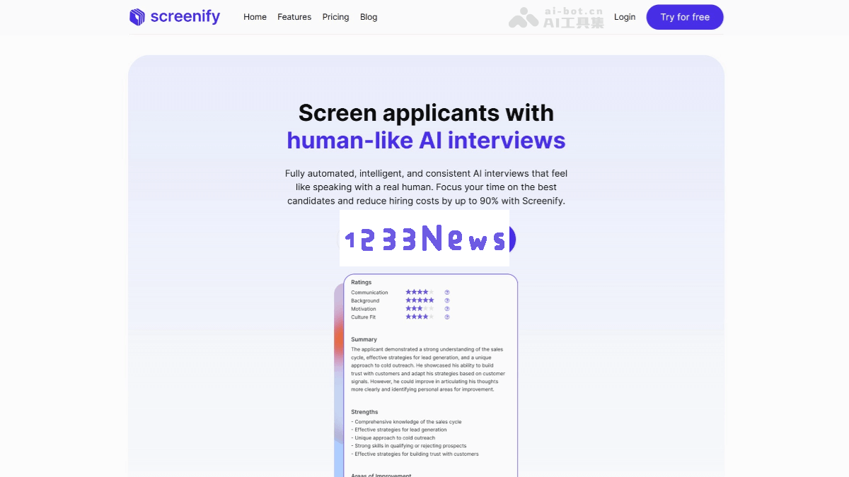 Screenify - 基于人工智能的面试解决方案，实现面试流程的自动化管理与优化