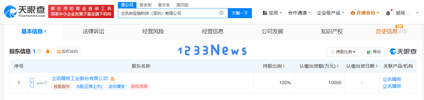 立讯精密投资1亿元成立新型供应链公司，科技布局得到进一步升级？
