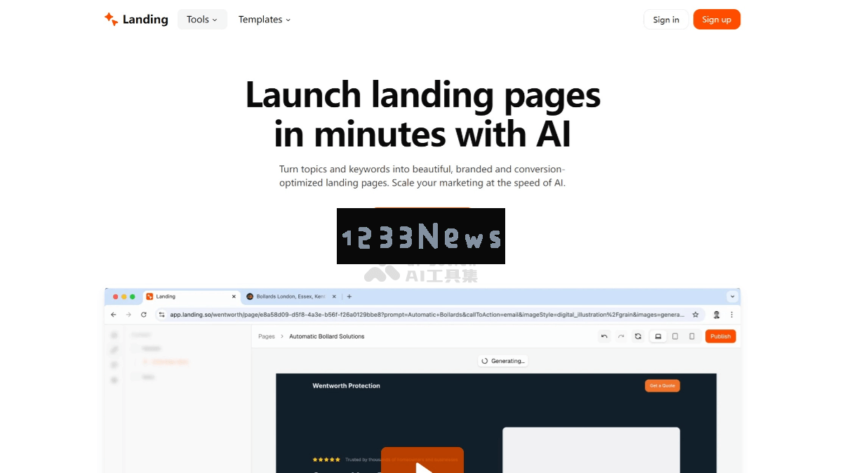 Landing - AI落地页生成工具，智能提取品牌特征打造完美设计布局