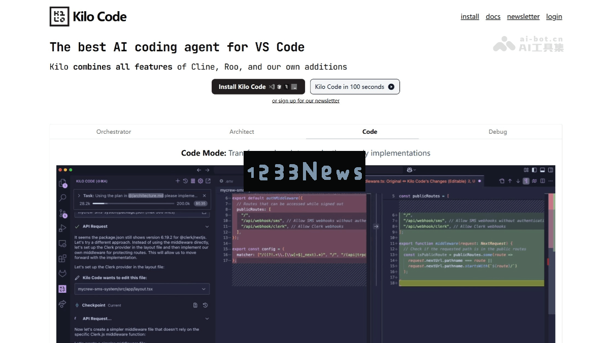 Kilo Code - 免费开源的 VS Code 人工智能代理扩展工具，助力开发者提升效率