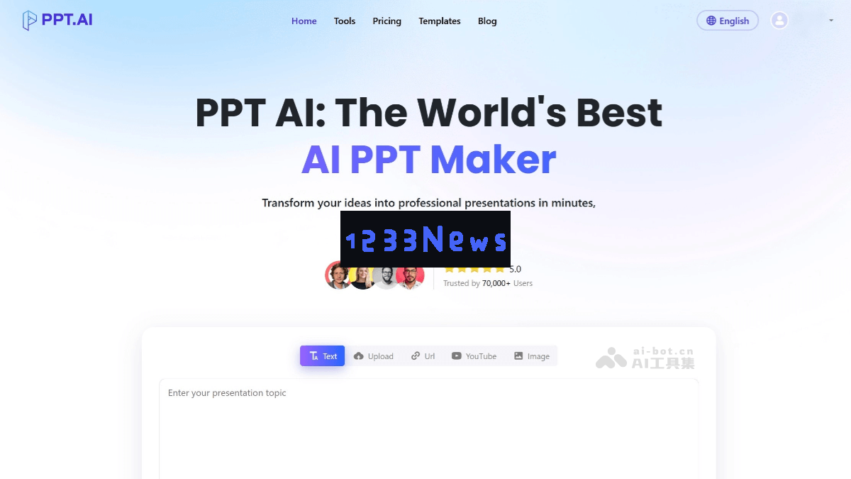 PPT.AI – 一款智能化的AI演示文稿制作工具，自动为内容进行高效设计与优化排版