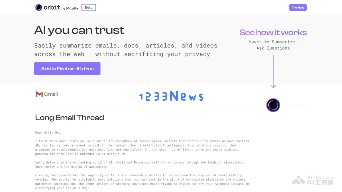 Orbit – Mozilla 研发的浏览器智能助手，轻松快速掌握网络上冗长内容的精华