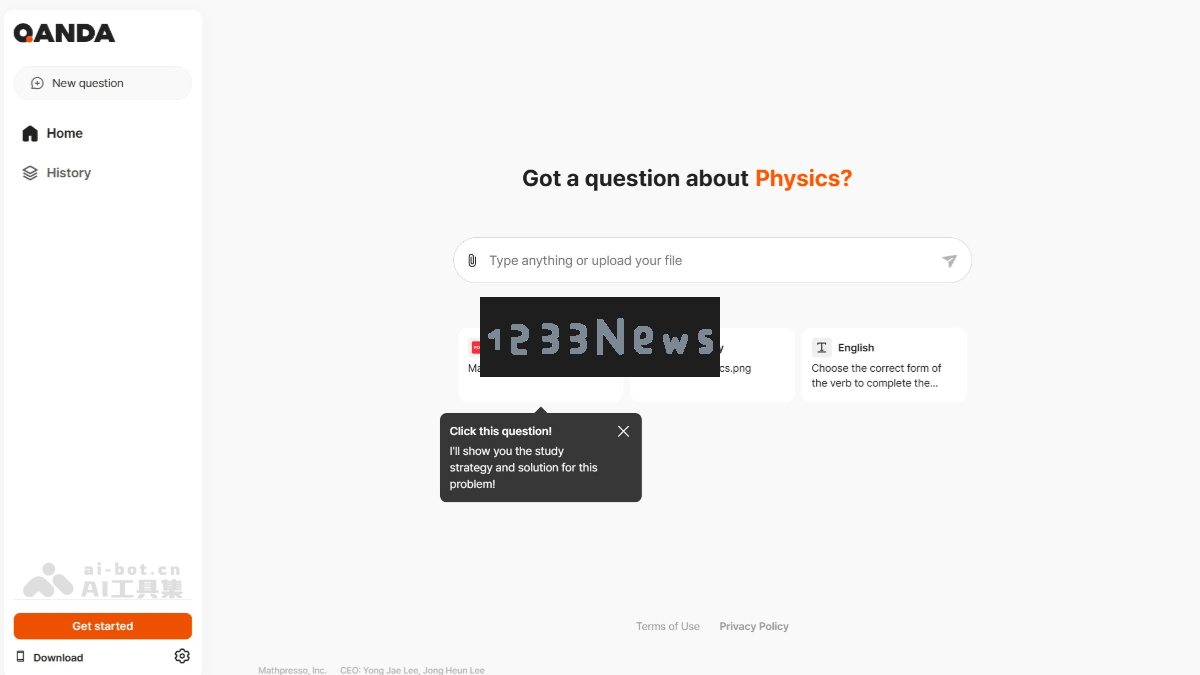 QANDA – 利用AI技术的数学学习应用，支持拍照与手动输入问题并提供详细的逐步解答方案
