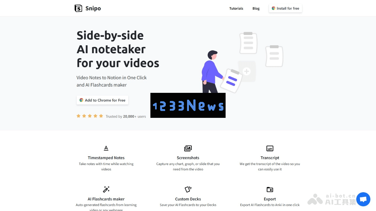 Snipo - 利用AI技术将视频内容自动生成闪卡，轻松一键同步到Notion，实现高效学习