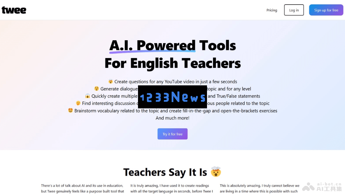twee – 为英语教师量身定制的人工智能备课助手，自动生成个性化教学资料和习题