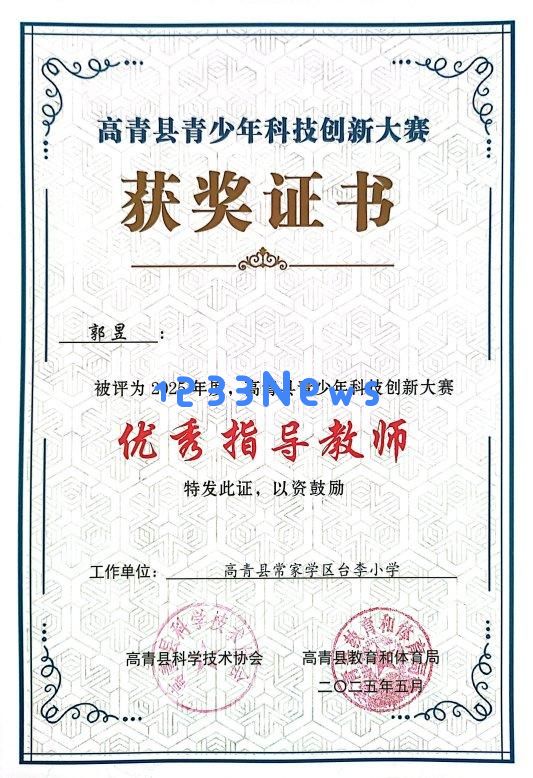 淄博市高青县台李小学教师在青少年科技创新大赛中取得优异成绩，展现教育成果