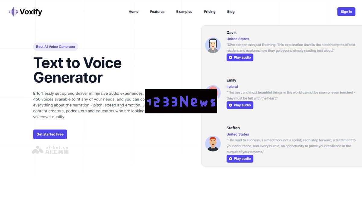 Voxify – 强大的AI语音合成工具，支持超450种多样声音与140种语言及其口音选择