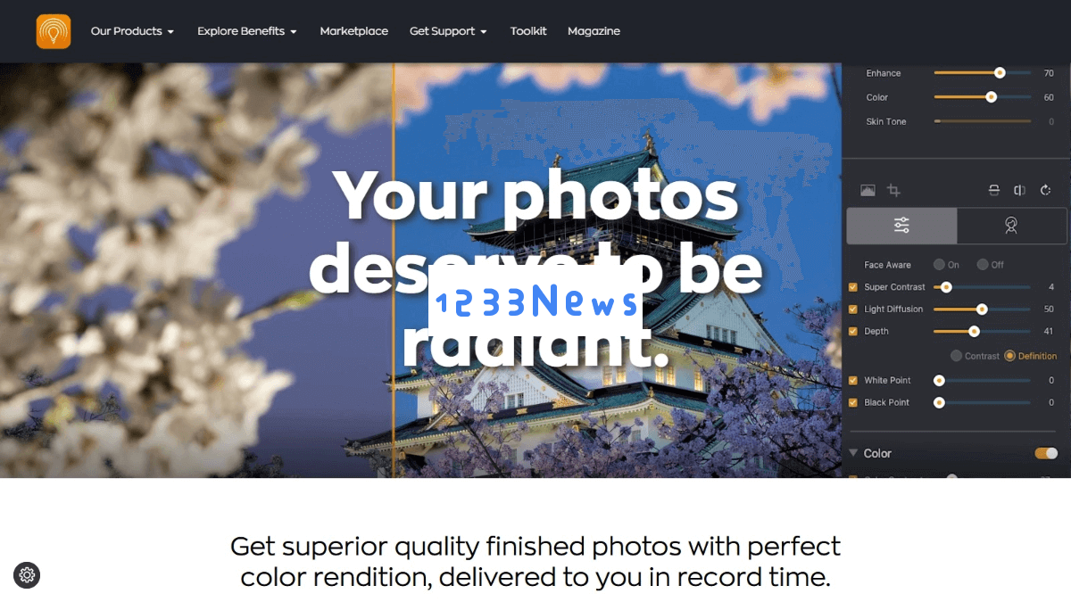 Radiant Photo – 全能AI照片编辑工具，提供色彩增强、校正及高效快速编辑等全面功能
