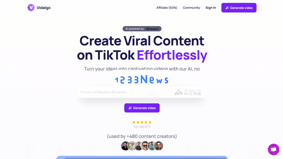Vidalgo - 一款专为TikTok、YouTube及Instagram等社交平台打造的智能视频创作工具