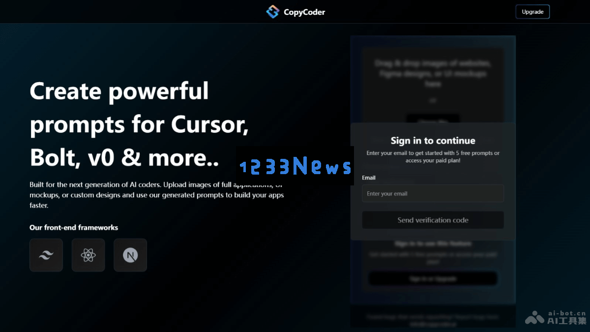 CopyCoder – 利用AI编程工具，通过上传截图或UI设计图等图像自动生成代码提示词的神奇体验