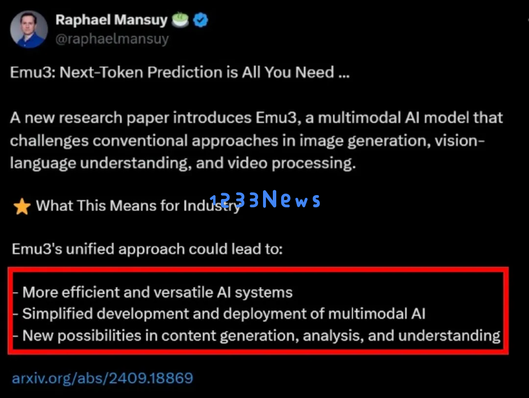 视频、图像、文本，只需基于下一个Token预测：智源Emu3发布，验证多模态模型新范式