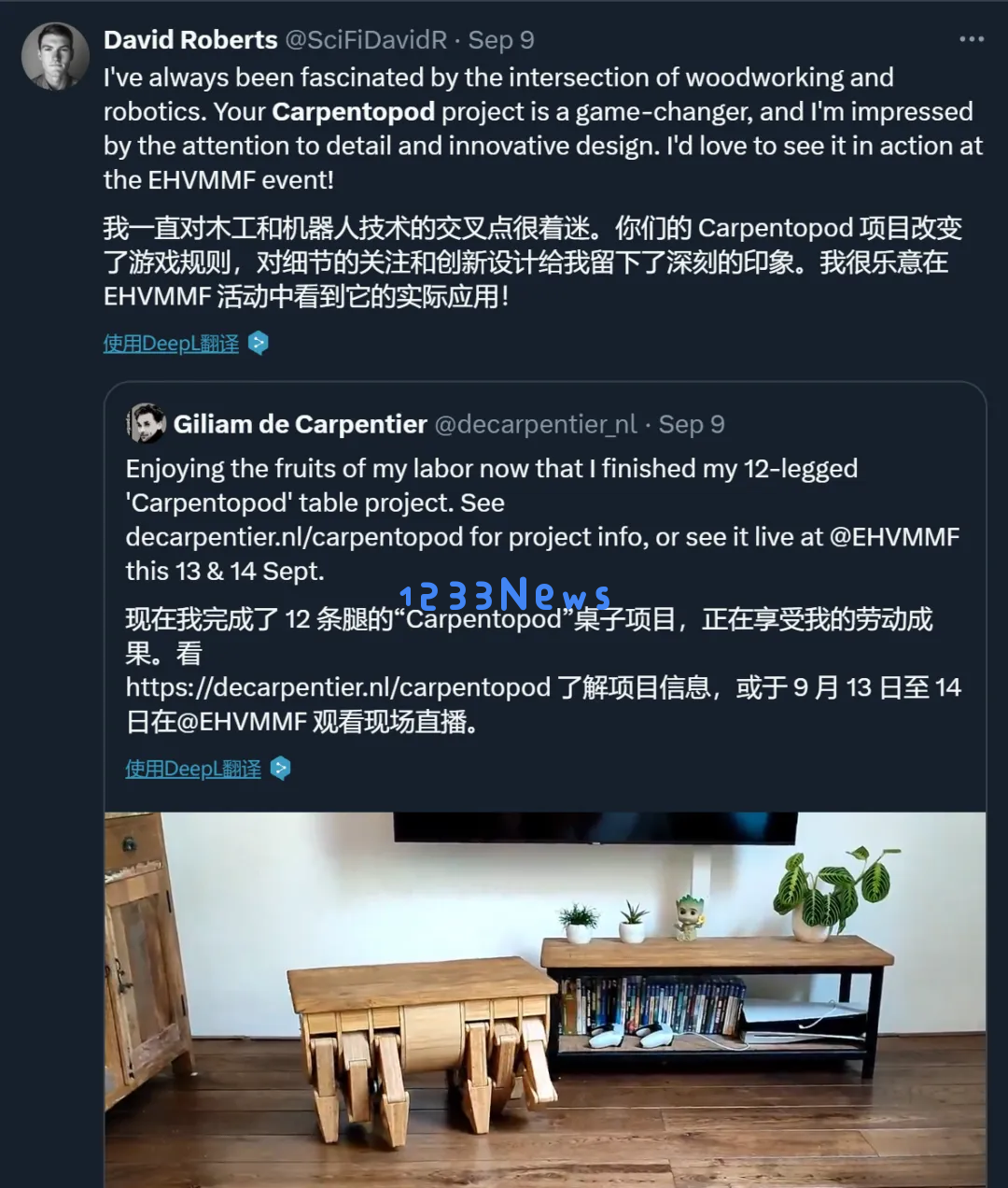 当代版木牛流马？国外网友造出「会走路的桌子」，引百万人围观