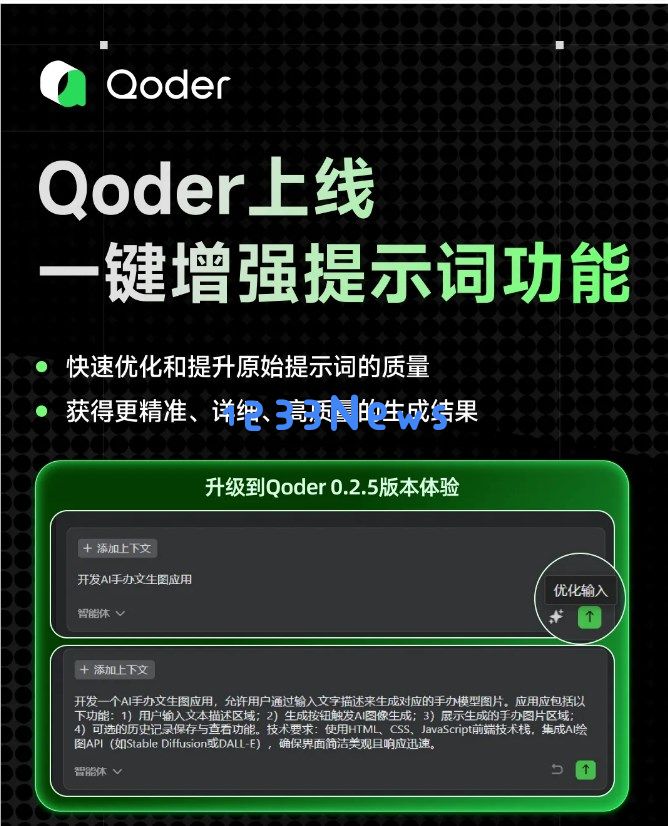 Qoder 发布全新“一键增强提示词”功能，助力开发者快速提升编码效率与工作流