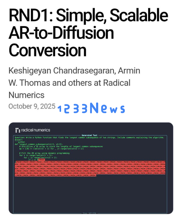 扩散模型迎来新突破：Radical Numerics发布开源30B参数RND1，AI自我进化迈向新高度