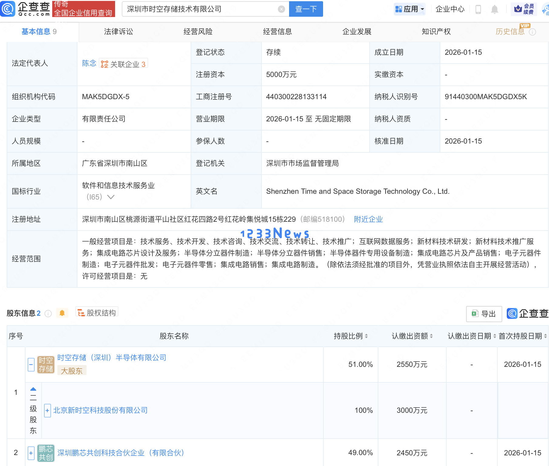 时空科技等联合成立新公司，专注于存储技术及集成电路与半导体领域的创新