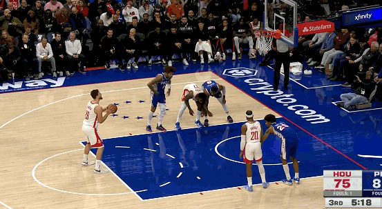 无畏争议判罚！76人双星合砍68分加时战胜火箭杜兰特独得36分却有8次失误