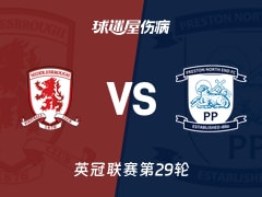 【英冠联赛第29轮】米德尔斯堡与普雷斯顿伤病名单最新动态（2026年01月24日）