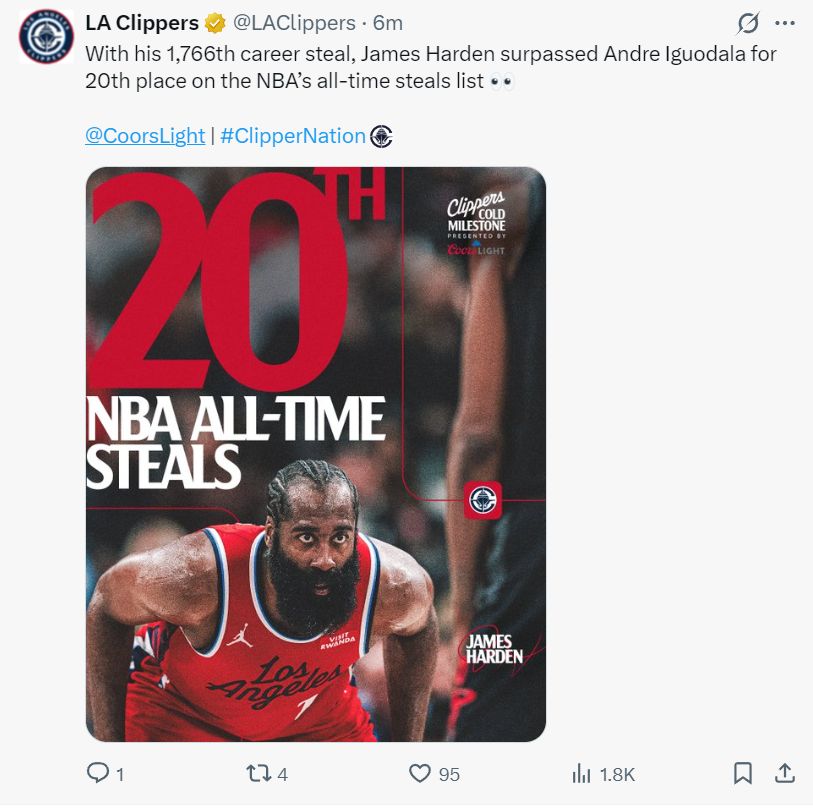 快船抵挡湖人26分大逆转！小卡重返赛场哈登贡献18+10助力7人得分上双詹姆斯与戴维斯合砍55分16篮板