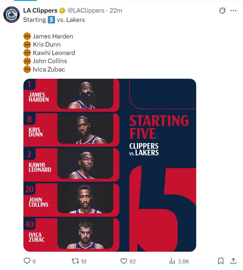 快船抵挡湖人26分大逆转！小卡重返赛场哈登贡献18+10助力7人得分上双詹姆斯与戴维斯合砍55分16篮板